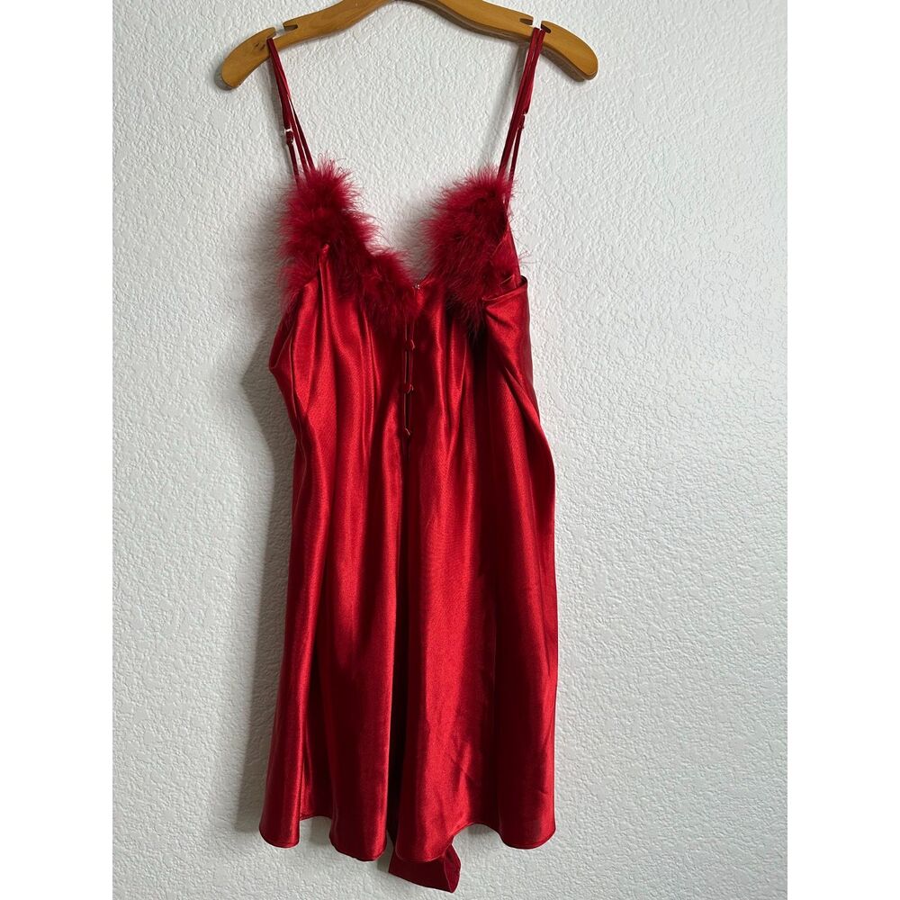 Lane Bryant Intimates Red Teddy Romper Marabou Trim Sz 22/24 Nightgown